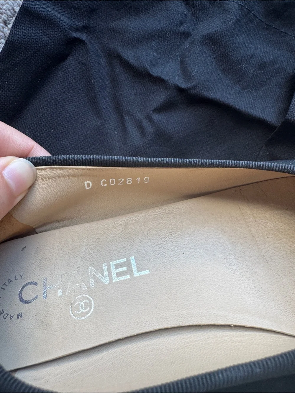CHANEL Black and Navy Cap-Toe Ballet Flats